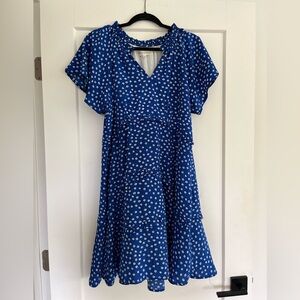 ✨ Adorable Blue Floral Ruffle Dress – Brass & Roe (Called to Surf) – Size M